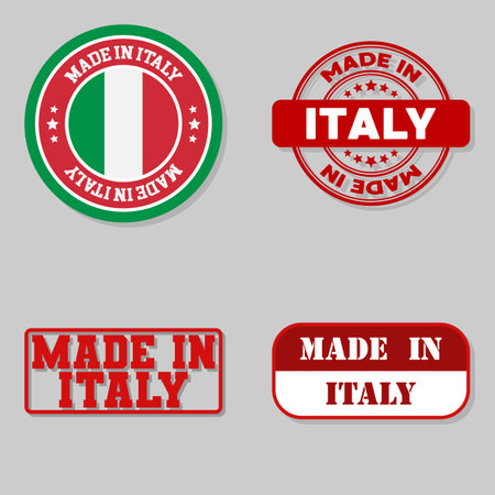 Set of four stamps with flag made in Italyのイラスト素材