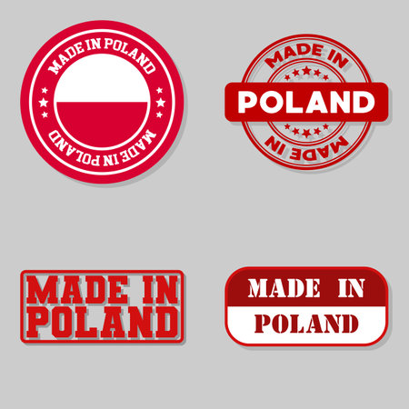 Set of four stamps with flag made in Polandのイラスト素材
