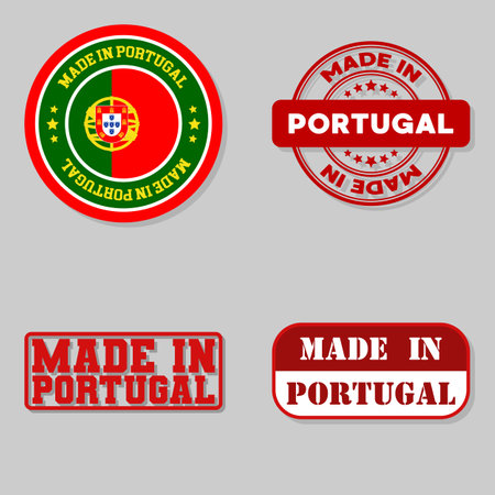 Set of four stamps with flag made in Portugalのイラスト素材