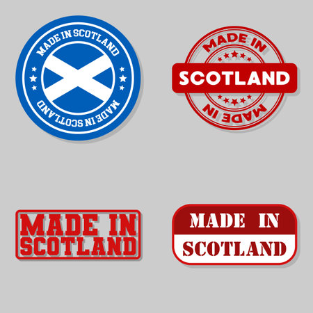 Set of four stamps with flag made in Scotlandのイラスト素材