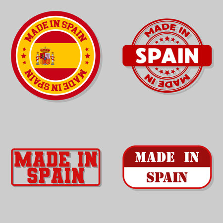 Set of four stamps with flag made in Spainのイラスト素材