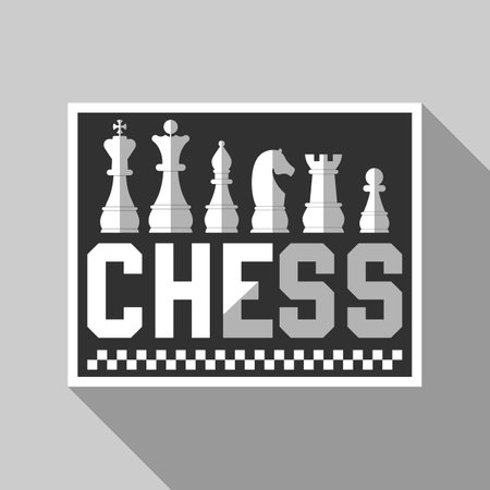 white chess figures with text shadow on white backgroundのイラスト素材