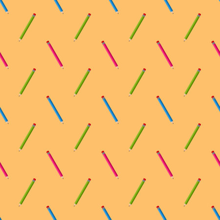 Vector seamless pattern green blue pink pencilsのイラスト素材