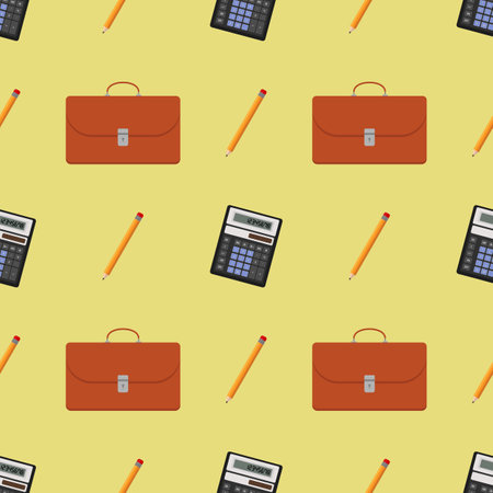 Seamless pattern school items school bag pencil calculator on backgroundのイラスト素材