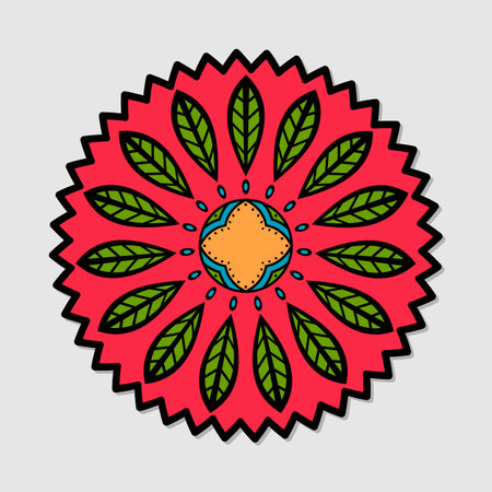 Floral hand drawn mandala isolated decorative elementのイラスト素材