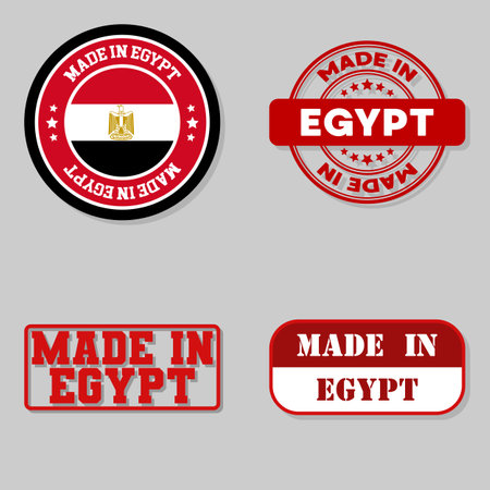 Set of four stamps with flag made in Egyptのイラスト素材