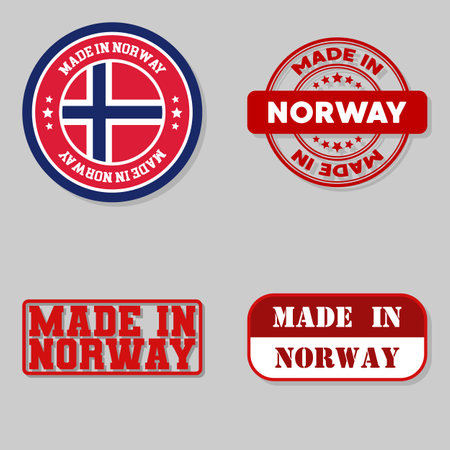 Set of four stamps with flag made in Norwayのイラスト素材