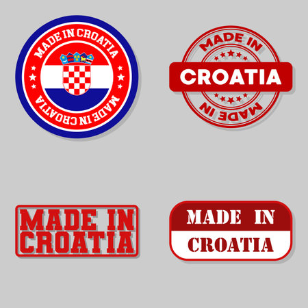 Set of four stamps with flag made in Croatiaのイラスト素材