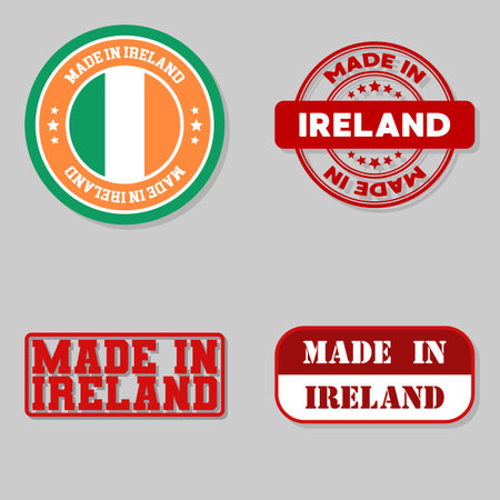 Set of four stamps with flag made in Irelandのイラスト素材