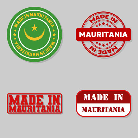 Set of four stamps with flag made in Mauritaniaのイラスト素材