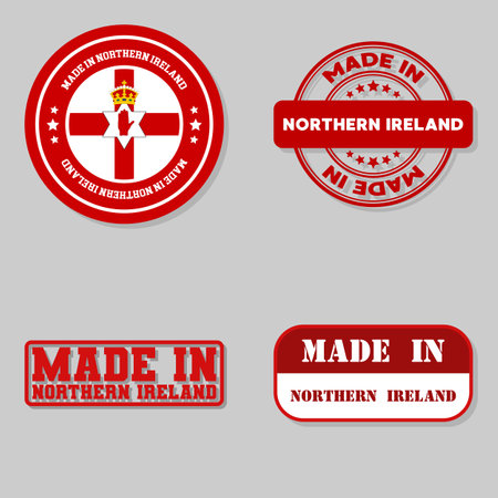 Set of four stamps with flag made in Northern Irelandのイラスト素材