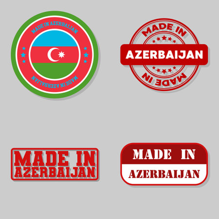 Set of four stamps with flag made in Azerbaijanのイラスト素材