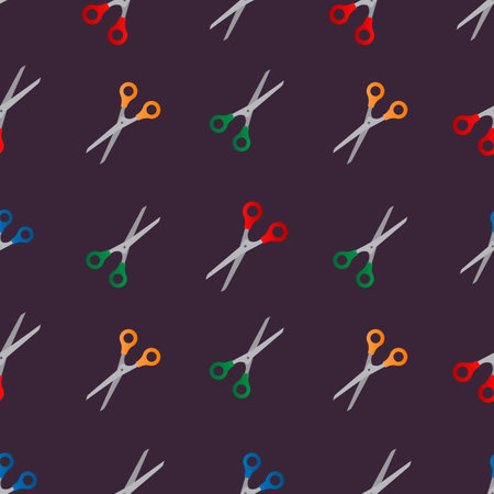 Seamless vector pattern blue red green yellow scissorsのイラスト素材