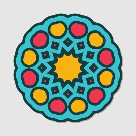 Vector hand drawn doodle mandala with heartsのイラスト素材