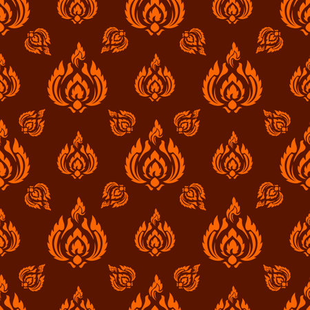 Seamless orange pattern fire style patterns on orange backgroundのイラスト素材