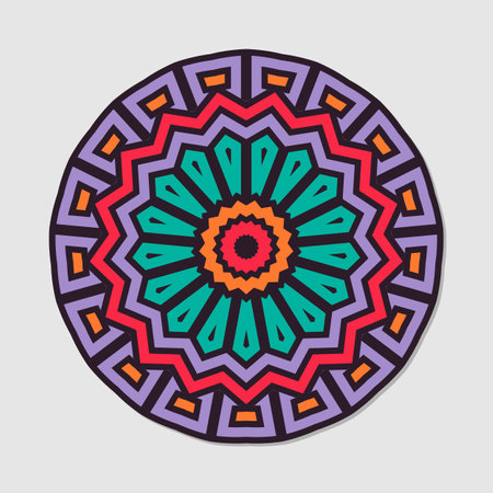 Vector hand drawn doodle mandala colorful tribal ornamentのイラスト素材