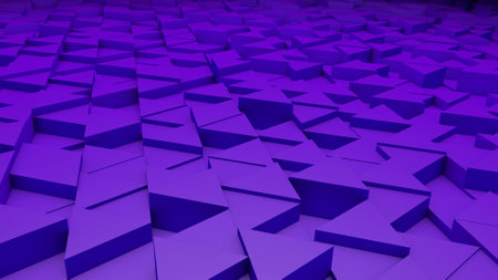 Abstract modern architecture 3D background with purple triangle in perspectiveの写真素材