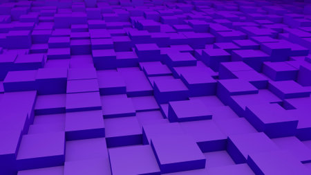 Abstract perspective modern architecture 3D background with purple cubes on the wallの写真素材
