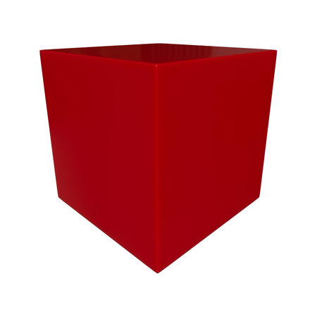 Cube red in perspective on a white backgroundの写真素材