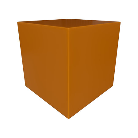 Cube orange in perspective on a white backgroundの写真素材