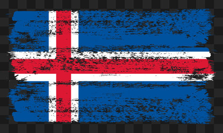 Vector Iceland flag in grunge style on transparent backgroundのイラスト素材