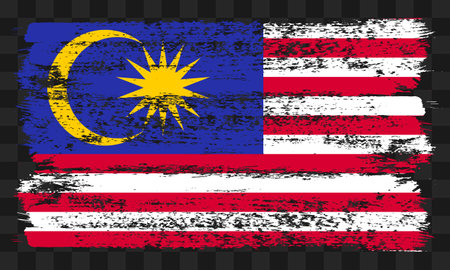 Vector Malaysia flag in grunge style on transparent backgroundのイラスト素材
