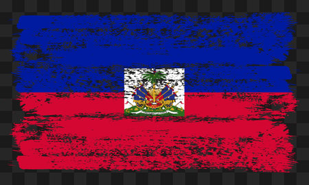 Vector Haiti flag in grunge style on transparent backgroundのイラスト素材