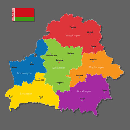 Vector map of Belarus with names of cities and with borders cityのイラスト素材
