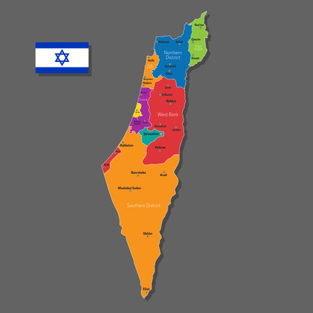 Vector map of Israel with names of cities and with borders cityのイラスト素材