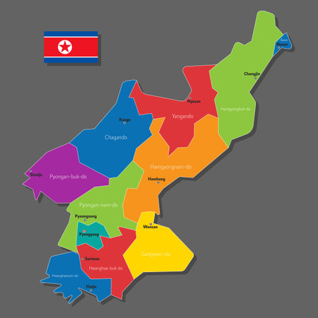 Vector map of North Korea with names of cities and with borders cityのイラスト素材