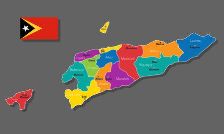 Vector map of East Timor with names of cities and with borders cityのイラスト素材