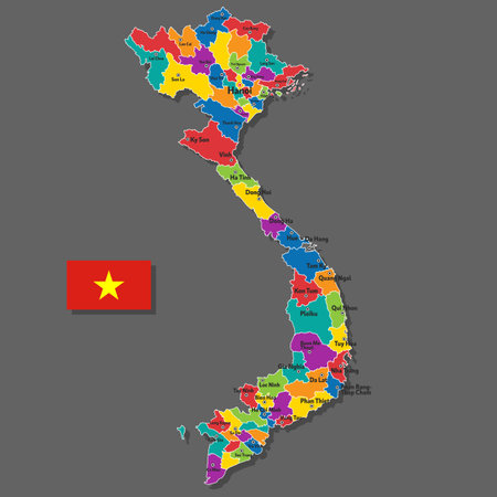 Vector map of Vietnam with names of cities and with borders cityのイラスト素材