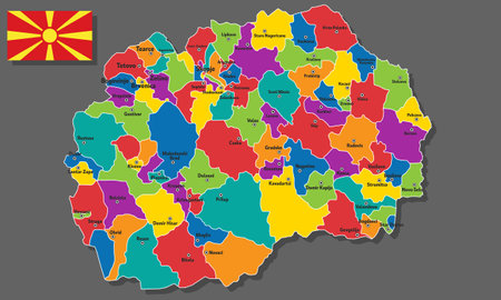 Vector map of North Macedonia with names of cities and with borders cityのイラスト素材