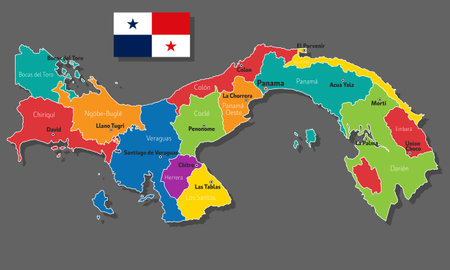 Vector map of Panama with names of cities and with borders cityのイラスト素材