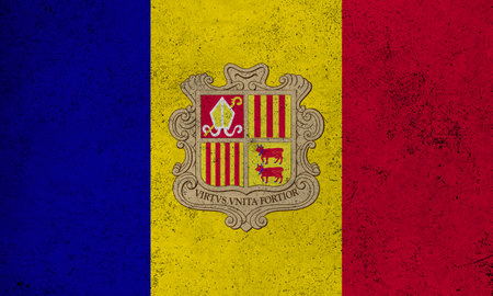 Abstract grunge textured vintage flag of Andorraの写真素材