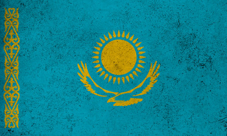 Abstract grunge textured vintage flag of Kazakhstanの写真素材