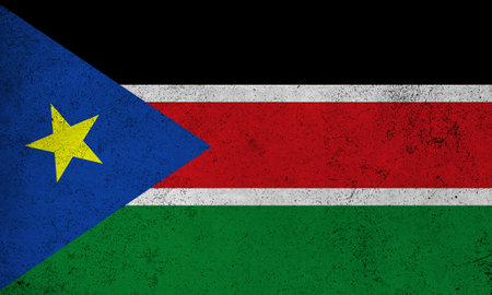 Abstract grunge textured vintage flag of South Sudanの写真素材