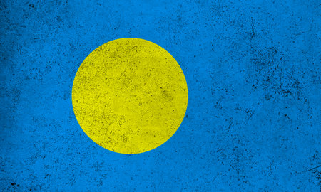 Abstract grunge textured vintage flag of Palauの写真素材