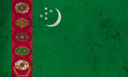 Abstract grunge textured vintage flag of Turkmenistanの写真素材