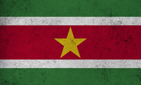 Abstract grunge textured vintage flag of Surinameの写真素材