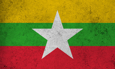 Abstract grunge textured vintage flag of Myanmarの写真素材