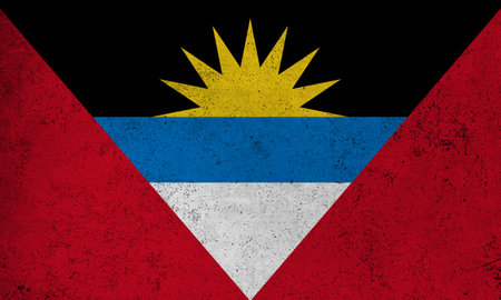 Abstract grunge textured vintage flag of Antigua and Barbudaの写真素材