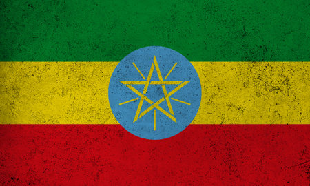 Abstract grunge textured vintage flag of Ethiopiaの写真素材
