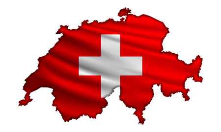 Flying abstract flag in the form of a mapの写真素材