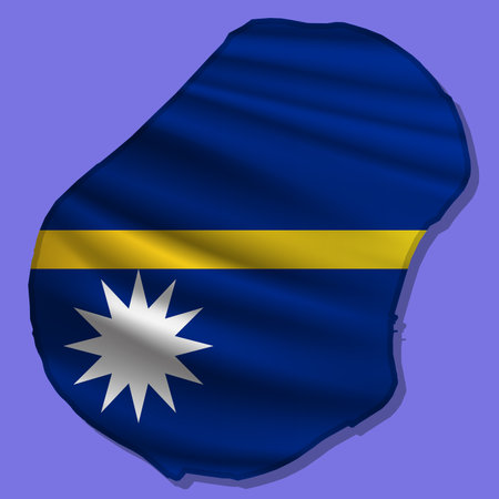 Waving vector abstract flag of Nauru in map shape with shadowのイラスト素材