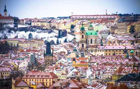 Panorama View of Prague, Czech Republicの写真素材