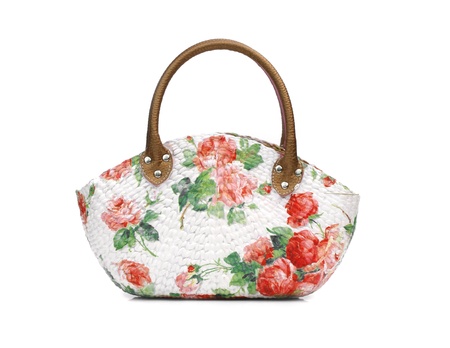 Craft Bag with decoupage on white backgroundの写真素材