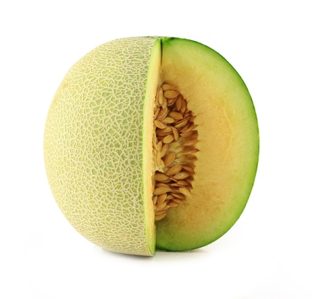 cantaloupe melon isolate on white backgroundの写真素材