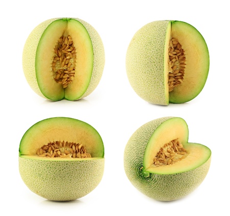 cantaloupe melon isolate on white background の写真素材