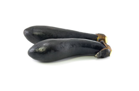 eggplant or aubergine vegetable on white backgroundの写真素材